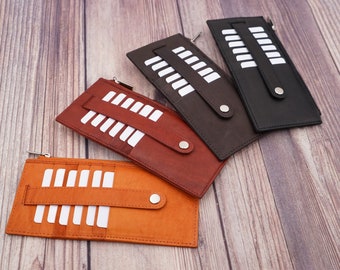 Leather Long Wallet: AG Womens Credit Card Holder with Zipper