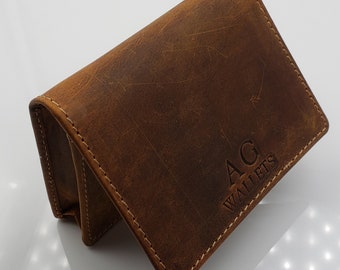 Engraved Leather Business Card Holder, Personalized Napa Leather Wallet