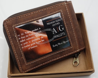 Mens Zipper Zip Around Bifold Wallet Secure Vintage Genuine Leather Organizer Mens Zipper Zip Around Bifold Wallet Secure Vintage Genuine Leather Organizer