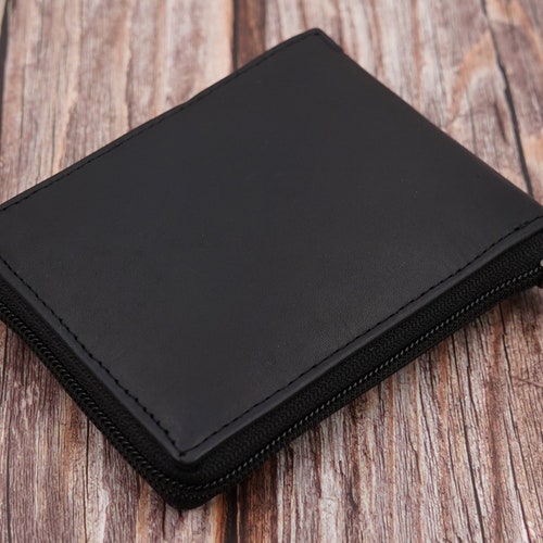 Mens Genuine Leather Ziparound Wallet With Credit Card Slot Etsy UK