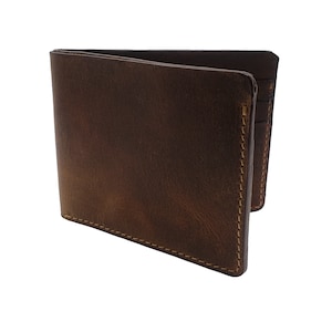 AG Wallets Cartera plegable simple y personalizada para hombre, hecha a mano, estilo vintage, marrón, estilo minimalista de cuero real, tarjetero delgado y porta efectivo