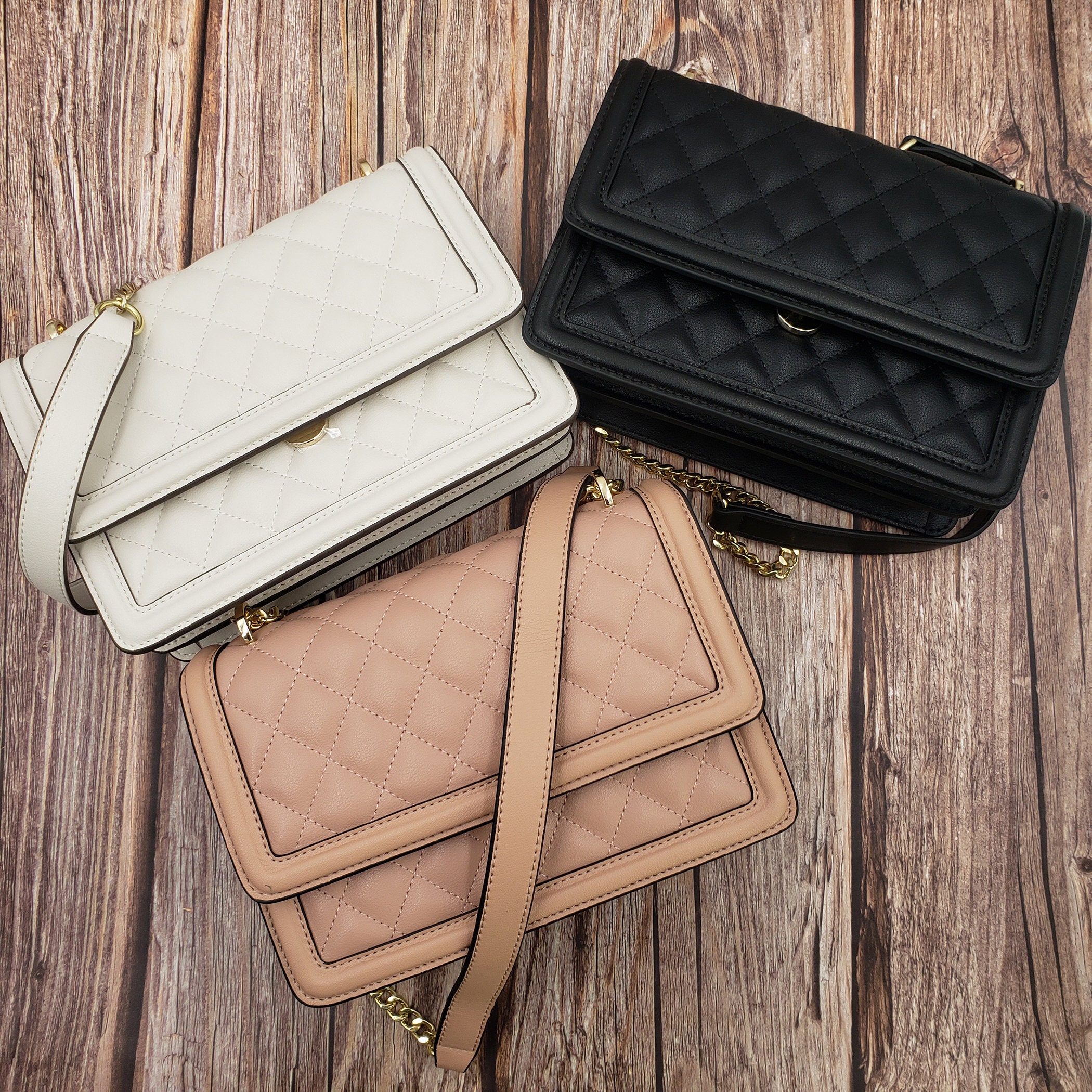 Daisy Rose Quilted Chevron Keychain Pouch & Coin Purse with Clasp, Luxury  PU Vegan Leather - Beige