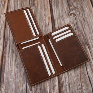 Distressed Brown Leather Bifold Wallet: L-Shape Minimalist Design image 7