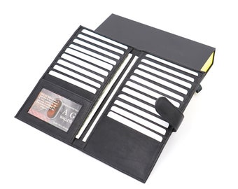 RFID Napa Leather Long Wallet: Snap Closure, 20 Card Slots