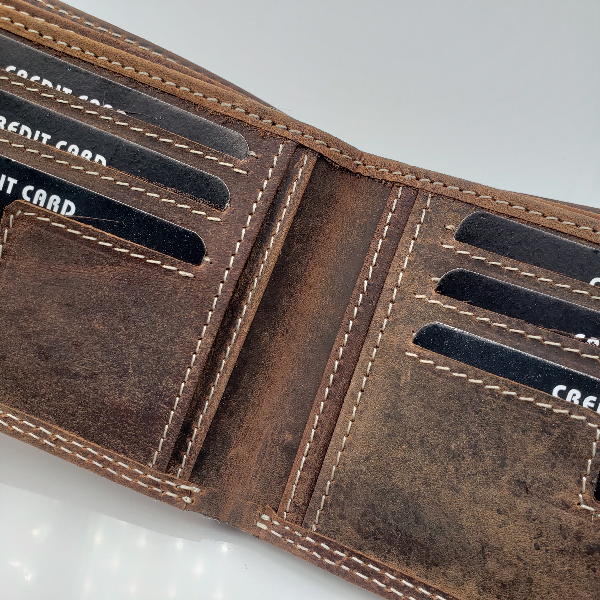 AG Wallets Personalized Mens Hunter Brown Genuine Leather | Etsy