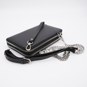 Cartera de mano con doble cremallera para mujer de AG Wallets, de piel de vacuno, de gran capacidad, tipo sobre para teléfono, para viaje, con tarjetero y RFID