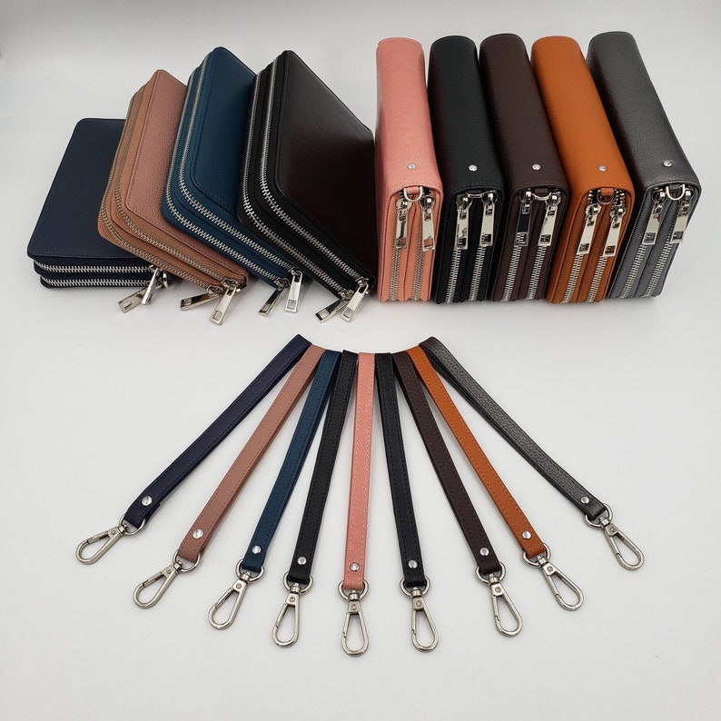 AG Wallets Women Double Zipper Wallet Cowhide Leather Large Etsy