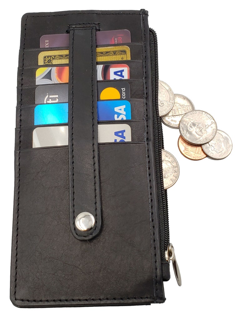 AG Wallets Womens Long Credit Card Holder With Side Zipper Etsy