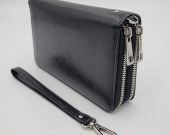 VANNANBA Genuine Leather Long Wallet For Women - Large Capacity Zipper Organizer With RFID Blocking, Detachable Wrist Strap, Black - View #11