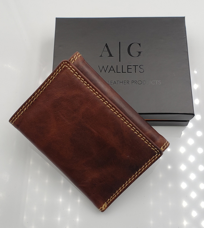AG Wallets Personalized Mens Handmade Vintage Distressed Vintage Brown