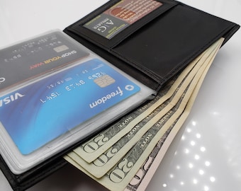 RFID Leather Wallet: 24 Card Slots, 2 ID Windows