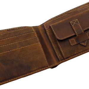 AG Wallets Cartera minimalista plegable de cuero marrón mostaza para hombres, cuero real, tarjetero de estilo delgado, bolsillo para monedas, hecho a mano