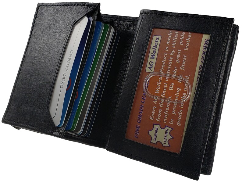 Black RFID Blocking Men's Leahter Bifold Wallet Gusseted Center Flap Card Holde Black RFID Blocking Men's Leahter Bifold Wallet Gusseted Center Flap Card Holde