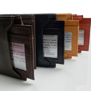 Cartera plegable deslizante 2 en 1 de AG Wallets para hombre, billetera minimalista extraíble para identificación, cuero de vaca de primera calidad