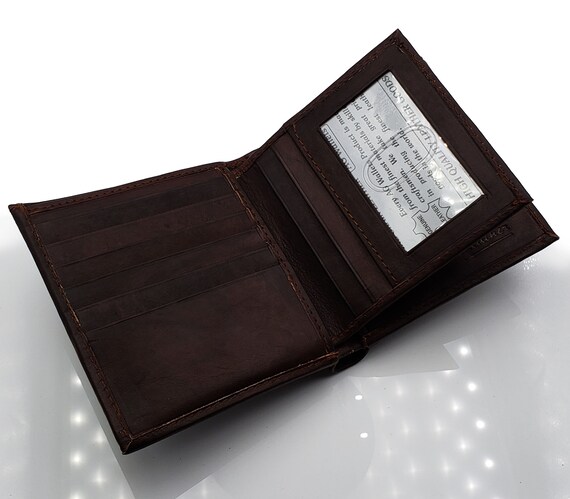 GENUINE LEATHER HIPSTER WALLET DARK BROWN NEW 13 CREDIT CARD SLOTS GREAT GIFT
