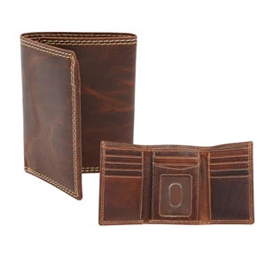 AG Wallets Personalized Mens Handmade Vintage Distressed Leather Trifold Minimalist Wallet for Men Real Leather Slim Style Card Holder