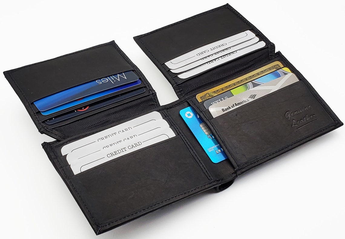 AG Wallets Mens Double ID Flip Up Cowhide Leather Bifold Etsy