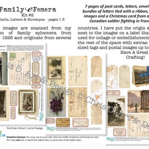 Familia eFemera Kit 2 : tarjetas postales, cartas, sobres. Efemérides postales, cartas antiguas, postales antiguas.