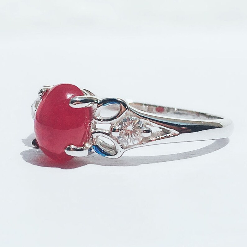 Ruby Ring Ruby Silver Ring White Gold Plated Ring 18K Gold Plated Ring