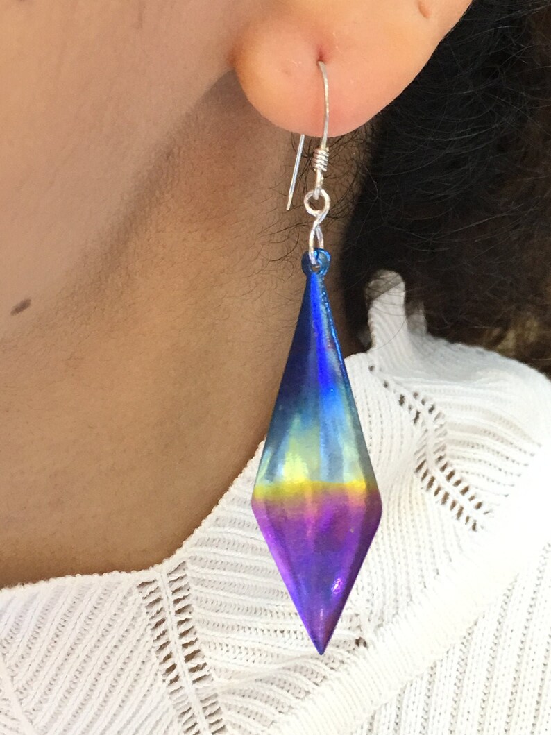 Titanium Earring diamond Shape Dangle Drop Earrings Etsy