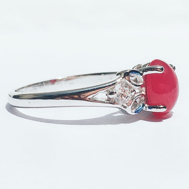 Ruby Ring Ruby Silver Ring White Gold Plated Ring 18K Gold Plated Ring