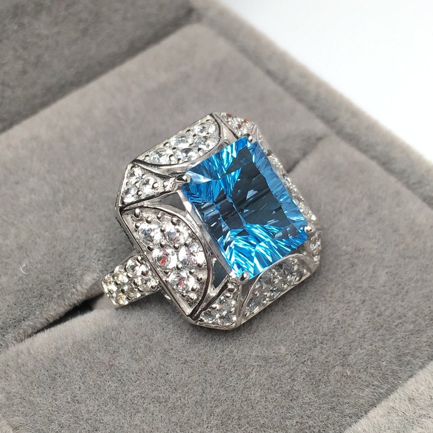 Swiss Blue Topaz Blue Topaz Unisex Ring blue Topaz Jewelry | Etsy