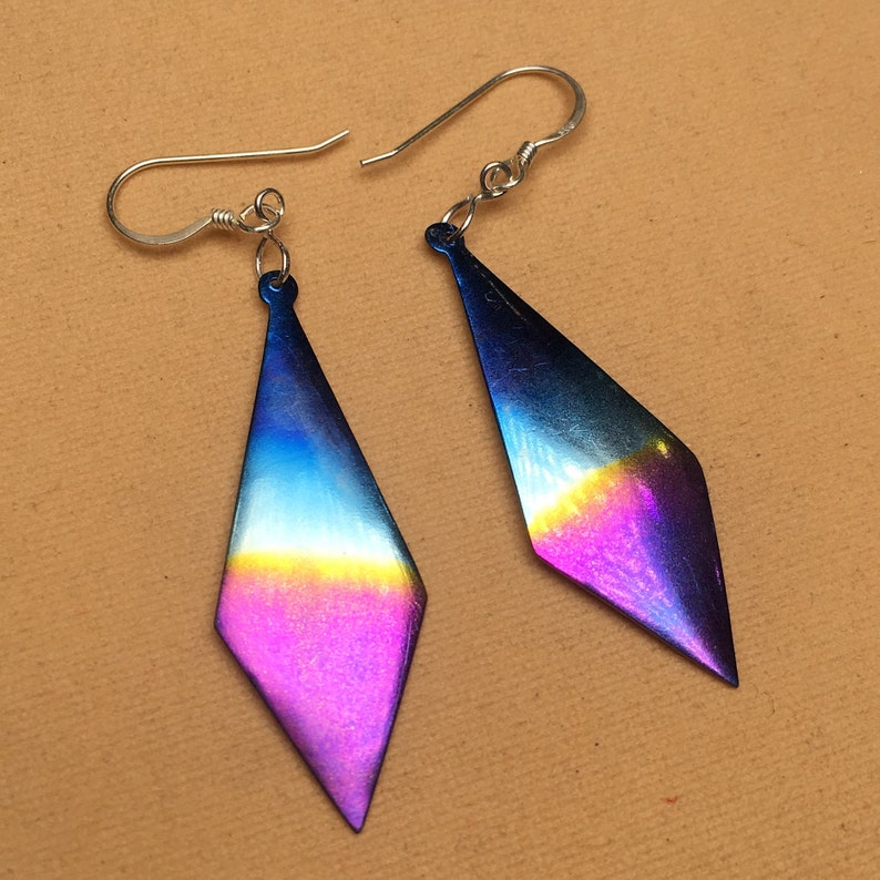 Titanium Earring diamond Shape Dangle Drop Earrings Etsy