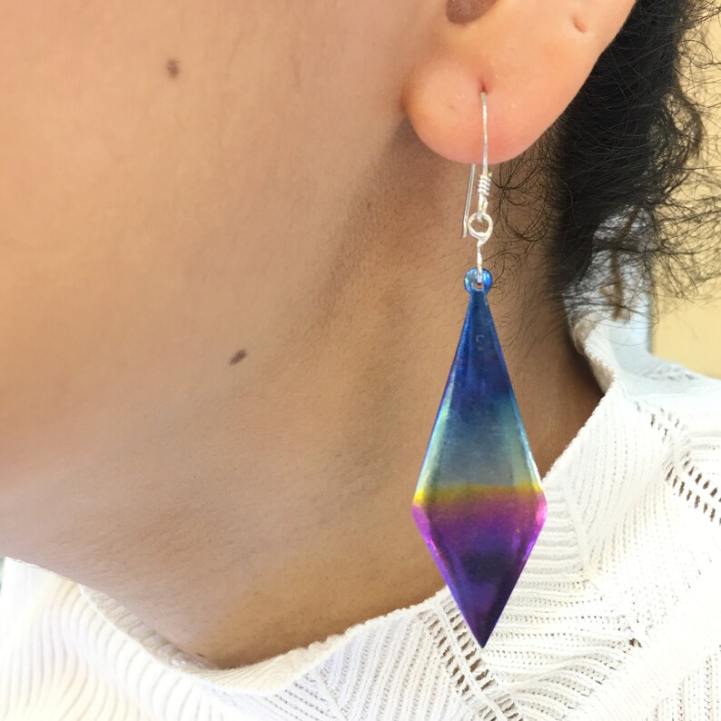 Titanium Earring diamond Shape Dangle Drop Earrings Etsy