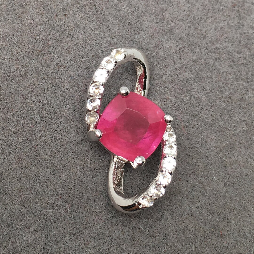 Ruby Pendant~ Ruby Jewelry ~ Cushion Cut Ruby Pendant ~ Anniversary ...