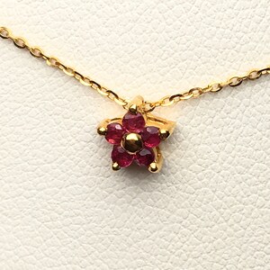 18K Solid Gold Necklace Ruby Necklace 18K Gold and Ruby Necklace ...