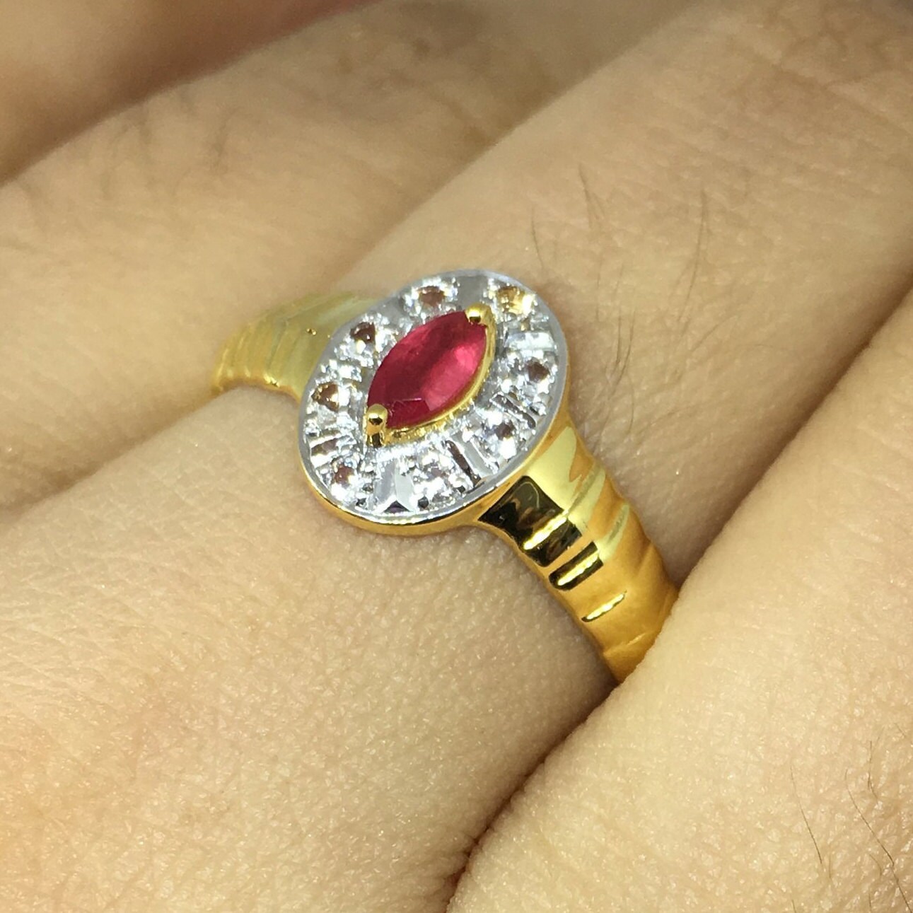 Natural Red Ruby Ring 14K Gold Ring Ruby Marquise Ring Etsy