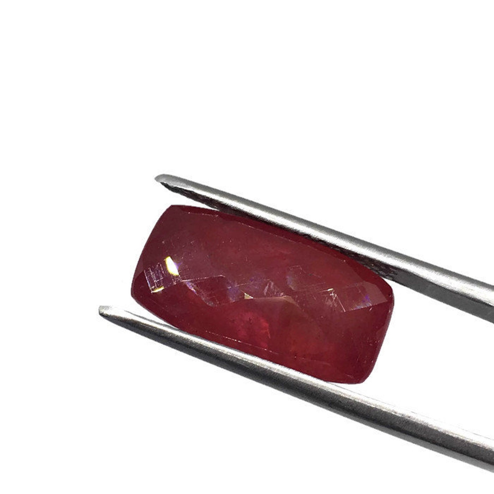 Natural Ruby ~ Long Rectangle Cut Ruby ~treated 11.30 Ct Faceted Rose ...
