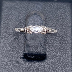 MARQUISE HALO Diamond Engagement Ring-Sterling Silver White Gold Plated-Diamond Ring-Handmade Dainty Ring-Vintage Inspired Design US 6.5