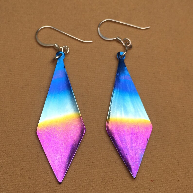 Titanium Earring diamond Shape Dangle Drop Earrings Etsy