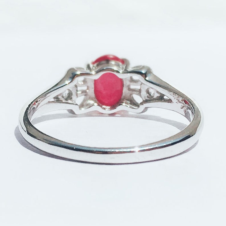 Ruby Ring Ruby Silver Ring White Gold Plated Ring 18K Gold Plated Ring