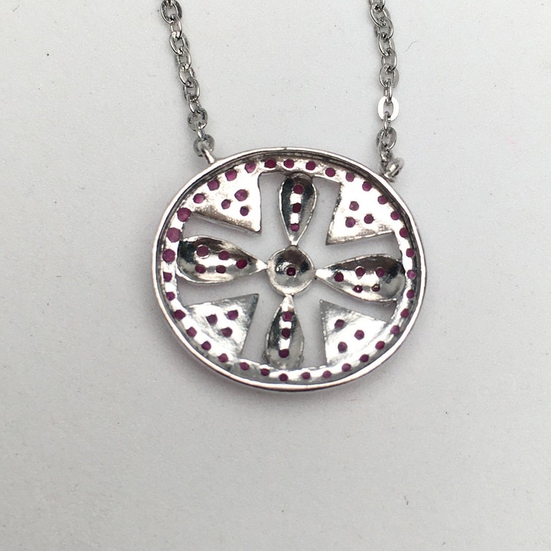 Ruby Necklace ~ Burmese Ruby Cross Necklace ~Sterling Silver White Gold Plated ~Gemstone jewelry ~Gift for her ~July Birthstone