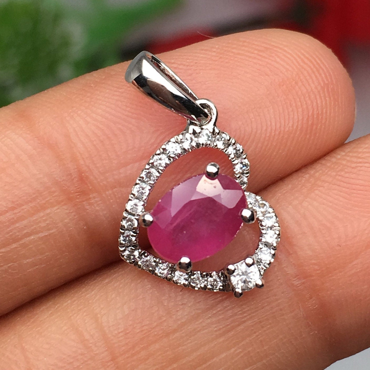 Ruby Pendant Ruby Jewelry Heart Shape Pendant Beautiful Etsy