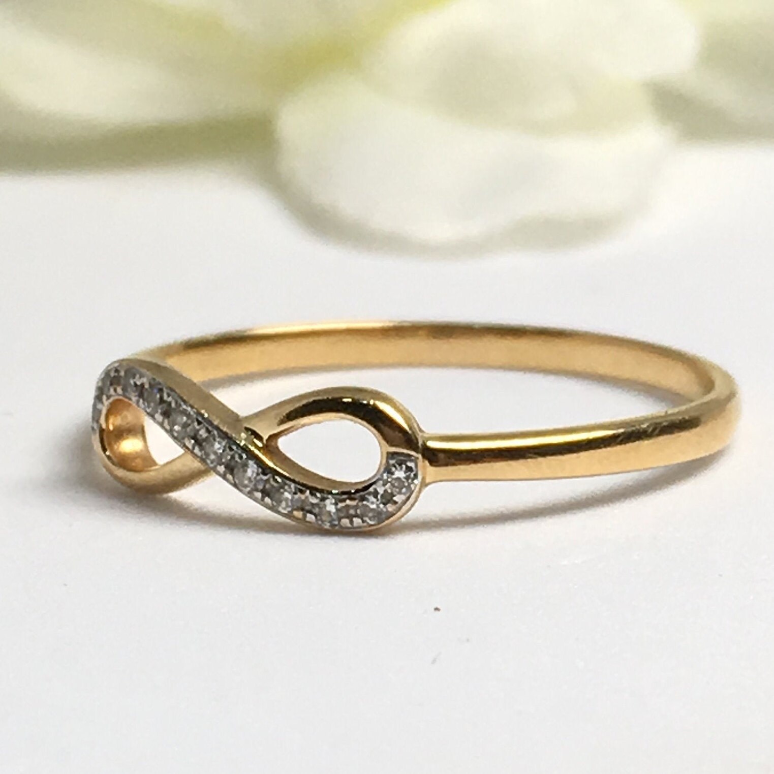Diamond Ring Natural Diamond Ring 18K Gold Ring Infinity - Etsy