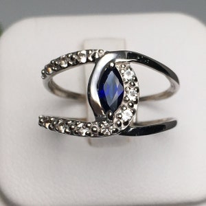 Natural Blue Sapphire ~ Beautiful Sapphire Ring ~ Sapphire Jewelry ~Anniversary Gift  18K Gold Ring~September Birthstone- Size UK L1/2,US 6