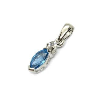 Ciondolo topazio blu svizzero ~ Ciondolo a forma di marchesa ~ Argento sterling 925 placcato oro 18K ~ Pietra portafortuna di novembre ~ Ciondolo Grande Gatsby