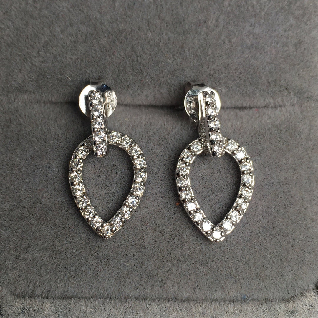 Pendientes Colgantes De Cristal Con Alambre Francés - Plata 925, Cierre De Mosquetón, Aprox. 3.3 Cm De Largo