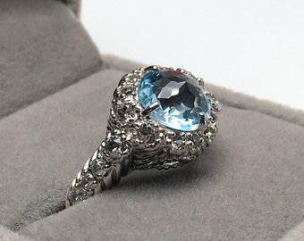 Sky Blue Topaz ~ Blue Topaz Ring ~Blue Topaz Jewelry ~ Anniversary Gift ~Sterling Silver White Gold Plated ~December Birthstone