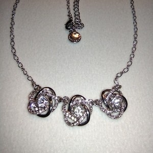Vintage Charter Club CZ 3 Flower Knot Necklace