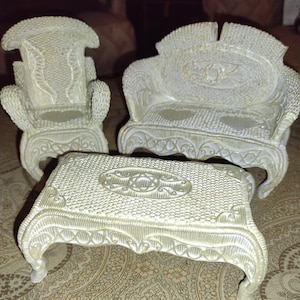 Dollhouse chair loveseat and table