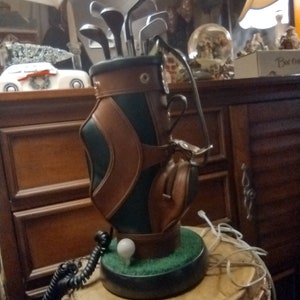 Vintage Leather Golf Bag Landline Telephone