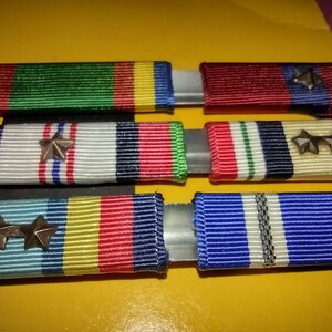 Vintage Military Officer Ribbon Bar: 9 Ribbons, 5 Bronze Stars