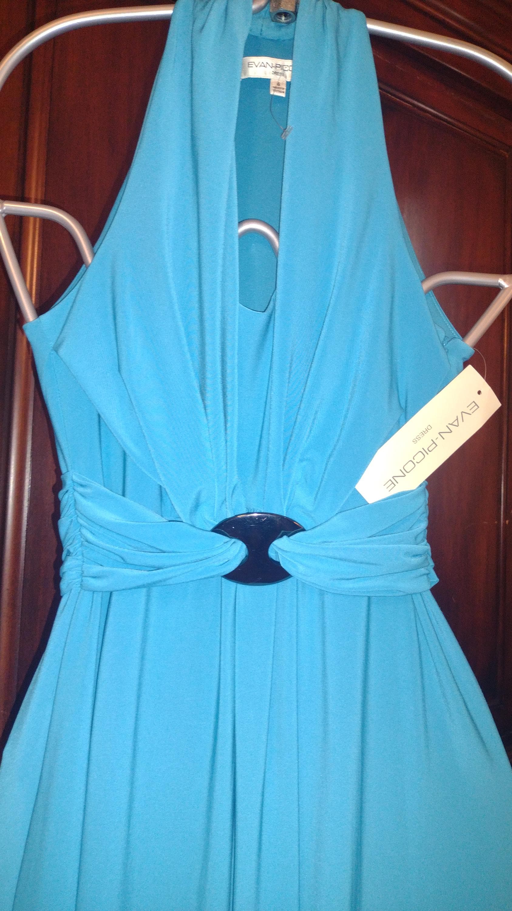 Vintage Evan Picone Halter Dress: Turquoise Sheer Evening Gown, Size 6  Petite - Etsy Norway