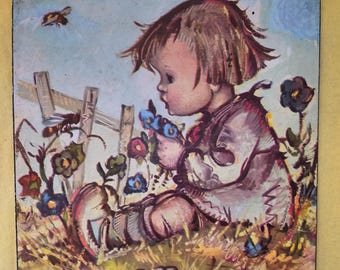 Litografia Jeana Bukaca z lat 60. XX wieku „Juvenile” P-210 (bez ramy) Twarda tektura litograficzna, sygnowana przez Bukaca, wydrukowana w USA. Znalezisko skarbu magazynowego.