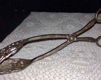 Vintage Silver Plated Ornate Serving Tongs Kitchen Gadgets