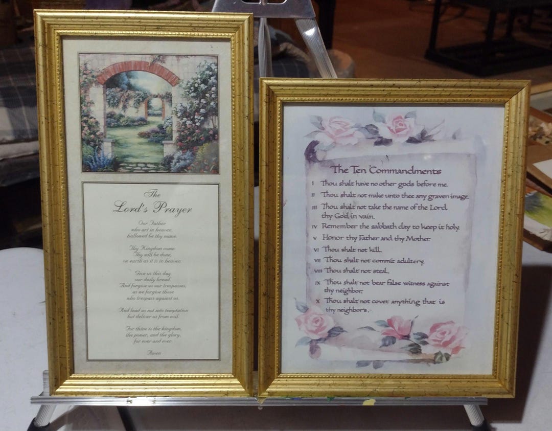 Vintage Canadian Framed Lord's Prayer and the Ten Commandments ...
